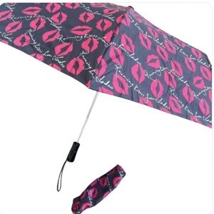Lulu Guinness Valentine’s Day Lips London PopUp Umbrella Protective Case Red NEW